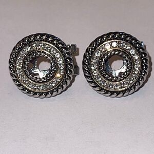 Round post earrings silver and gold tone